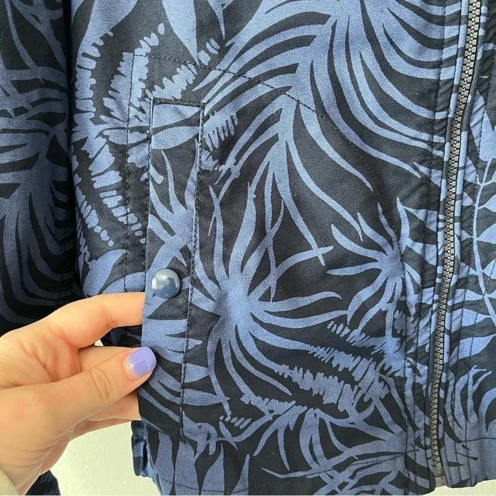 J. Crew Outerwear Men’s Size XS Tropical Print Zip Front Hooded Jacket Blue